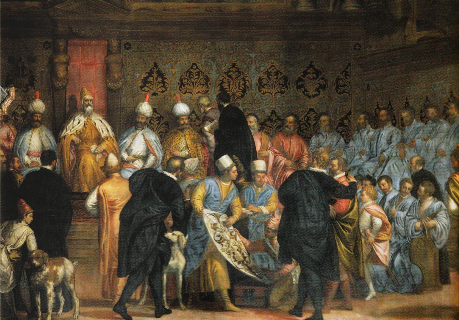 Figure 5. Marino Grimani dux wellcoming Persian ambassadors. Carletto and Gabriele Caliari 1603. Venice, Ducal Palace.